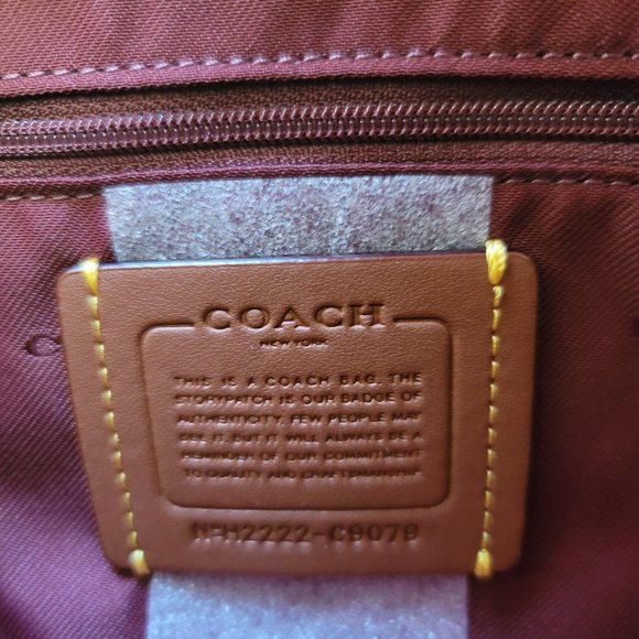 COACH Elise Badge Satchel In Jacquard & Refined Leather- Wine Multi $245⭐ - Picture 15 of 16